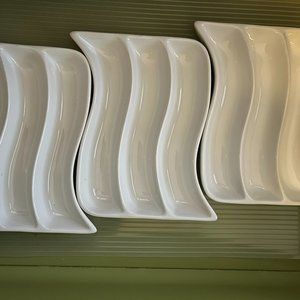 Cordon Bleu by BIA Curved Wavy Abstract Divided Appetizer Dish White